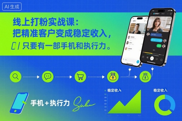 线上打粉实战课：把精准客户变成稳定收入，只要有一部手机和执行力-站长V课