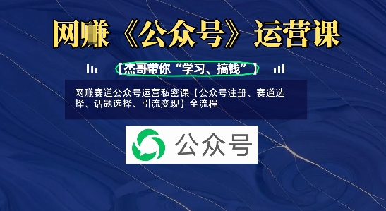 网创赛道公众号运营私密课【公众号注册、赛道选择、话题选择、引流变现】全流程-Zv头条