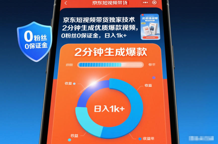京东短视频带货独家技术,2分钟生成一条优质爆款视频,0粉丝0保证金,日入1k+【揭秘】-站长V课