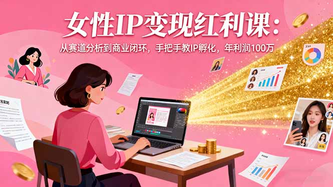 女性IP变现红利课：从赛道分析到商业闭环，手把手教IP孵化，年利润100万-站长V课