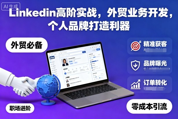 Linkedin高阶实战，外贸业务开发，个人品牌打造利器-站长V课