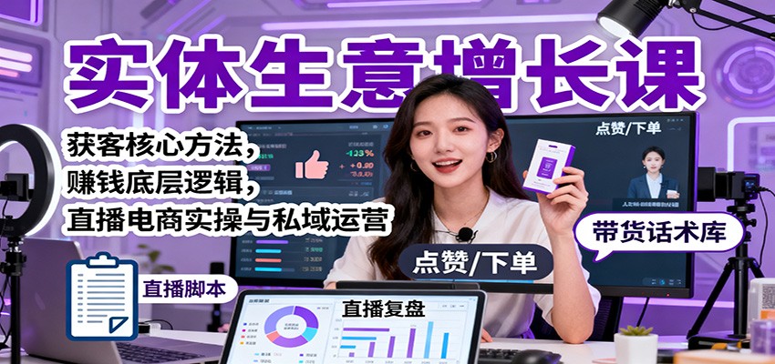 实体生意增长课：获客核心方法，赚钱底层逻辑，直播电商实操与私域运营-站长V课