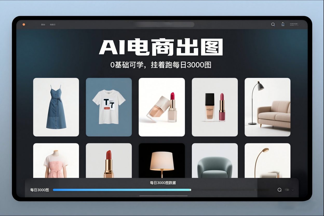 AI电商出图，0基础可学，挂着跑每日3000图-站长V课