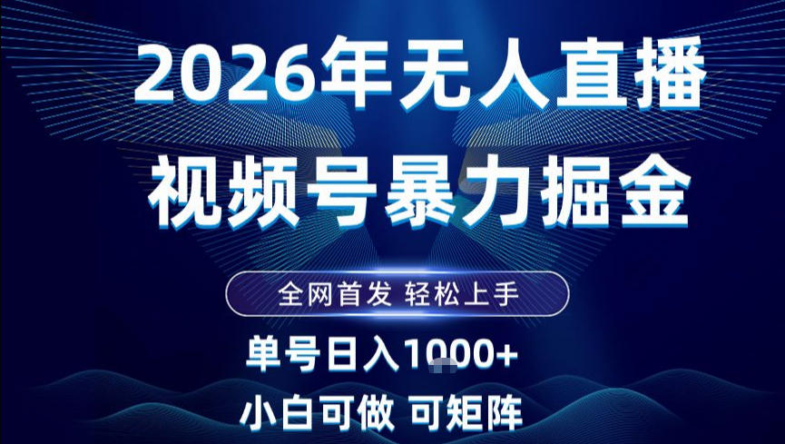 2026最新视频号无人直播掘金，全网首发，小白可以玩，长期稳定日入1k+【揭秘】-站长V课