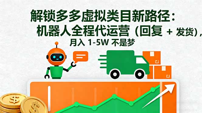 解锁多多虚拟类目新路径：机器人全程代运营(回复 + 发货-站长V课