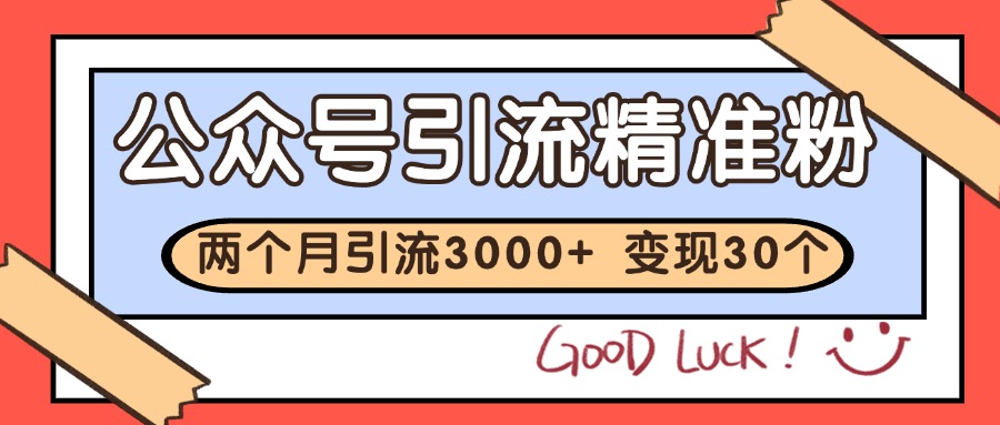 公众号精准粉引流玩法 2个月3000+精准粉 变现30万+-Zv头条