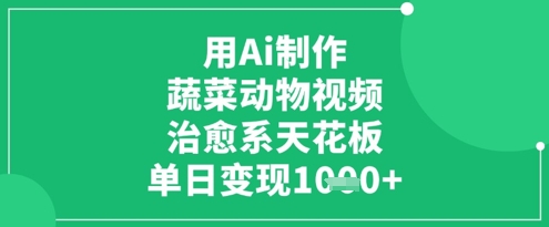 用Ai制作蔬菜动物视频，治愈系天花板，单日变现1k-Zv头条