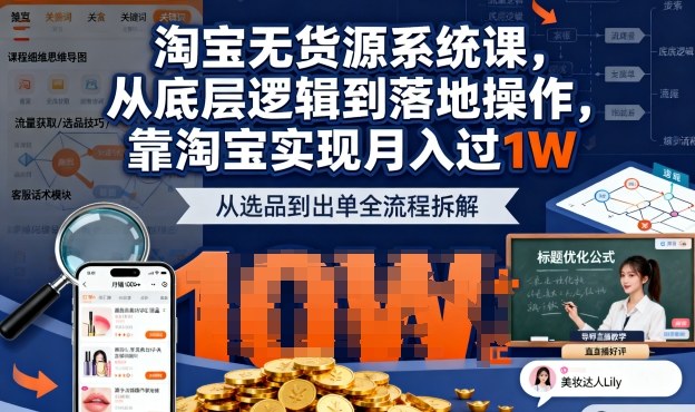 2025最新淘宝无货源系统课，从底层逻辑到落地操作，靠淘宝实现月入过1W-站长V课