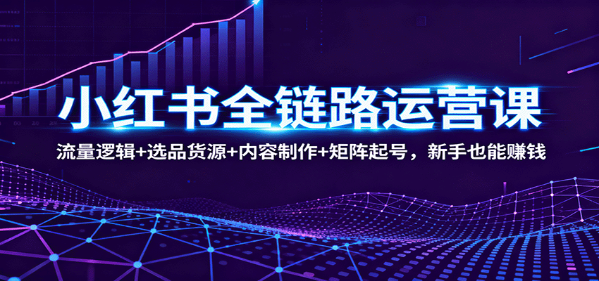 小红书全链路运营课：流量逻辑+选品货源+内容制作+矩阵起号，新手也能赚钱-站长V课
