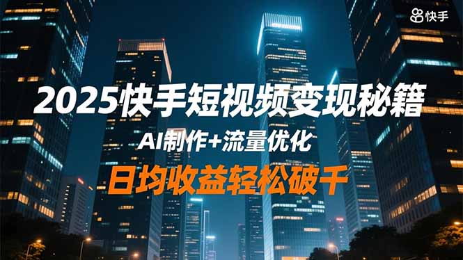 2025快手短视频变现秘籍，AI制作+流量优化，日均收益轻松破千-站长V课