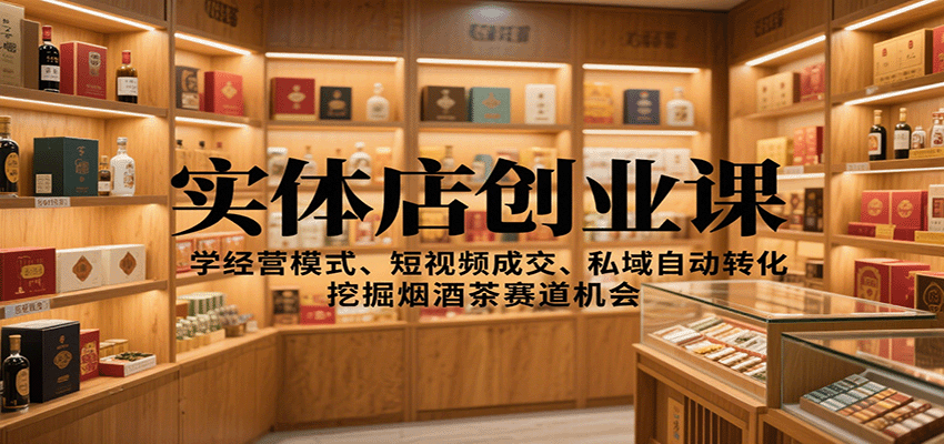 实体店创业课：学经营模式、短视频成交、私域自动转化，挖掘烟酒茶赛道机会-站长V课