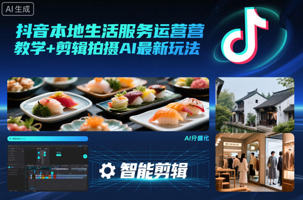 抖音本地生活服务运营教学+剪辑拍摄AI最新玩法-站长V课