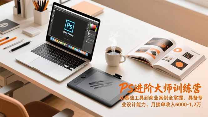 PS进阶大师训练营，从基础工具到商业案例全掌握，具备专业设计能力，月接单收入6000-1.2万-站长V课
