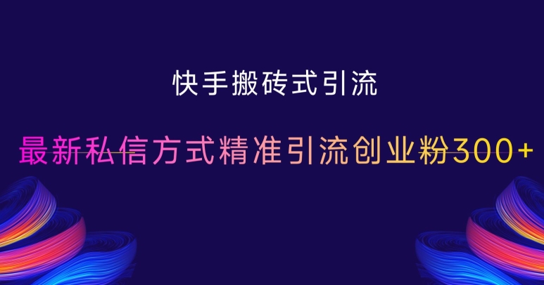 快手搬砖式引流，最新私信方式精准引流创业粉300+-Zv头条