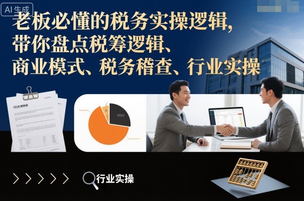 老板必懂的税务实操逻辑，带你盘点税筹逻辑、商业模式、税务稽查、行业实操-站长V课