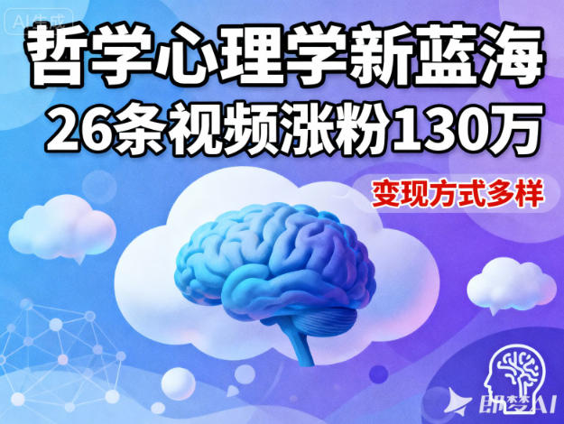 短视频新蓝海,哲学心理学赛道,26条视频涨粉130W,变现方式多样-站长V课