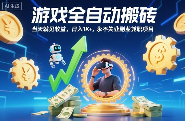 游戏全自动搬砖，当天就见收益，日入1K+，永不失业副业兼职项目【揭秘】-站长V课