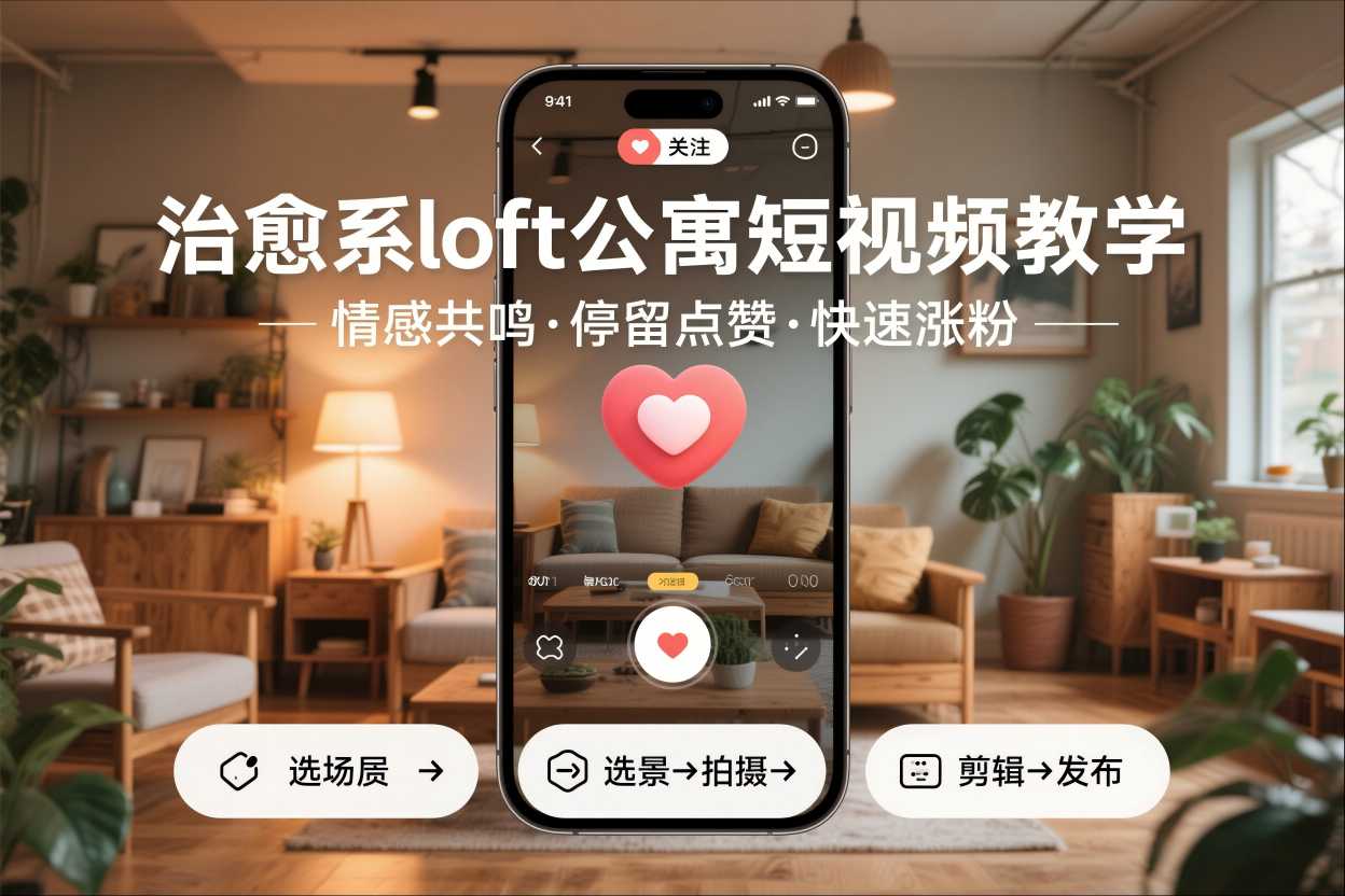 治愈系loft公寓短视频制作教学,情感共鸣引停留点赞关注,快速起号涨粉-站长V课
