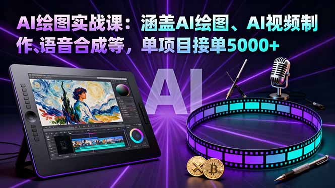 AI绘图实战课：涵盖AI绘图、AI视频制作、语音合成等，单项目接单5000+-站长V课
