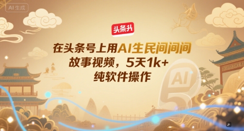 在头条号上用AI生民间故事视频，5天1k+，纯软件操作-Zv头条