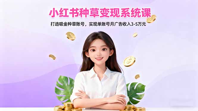 小红书种草变现系统课:打造吸金种草账号,实现单账号月广告收入3-5万元-站长V课
