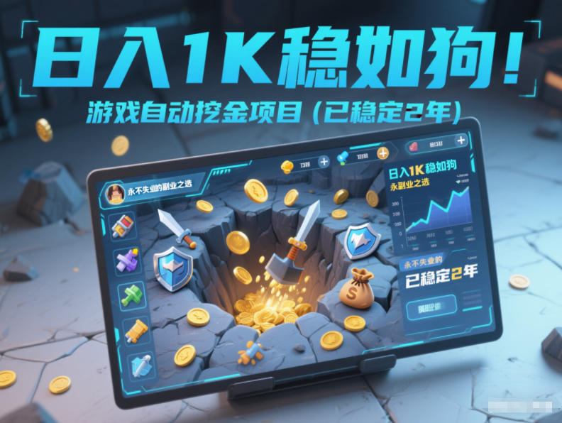 日入1K稳如狗！游戏自动挖金项目(已稳定2年)，永不失业的副业之选【揭秘】-站长V课