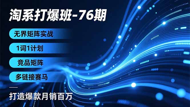 淘系打爆班-76期，无界矩阵实战，1词1计划、竞品矩阵、多链接赛马，打造爆款月销百万-站长V课