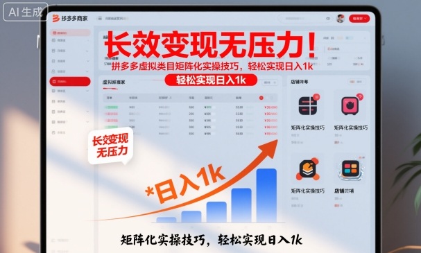 长效变现无压力！拼多多虚拟类目矩阵化实操技巧，轻松实现日入1k【揭秘】