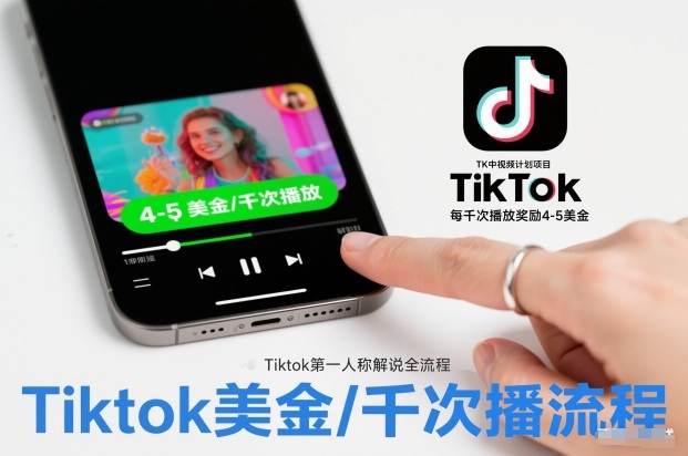 TK中视频计划项目，Tiktok第一人称解说流程，每干次播放奖励4-5美金-站长V课