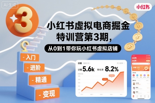 小红书虚拟电商掘金特训营第3期，从0到1带你玩小红书虚拟店铺