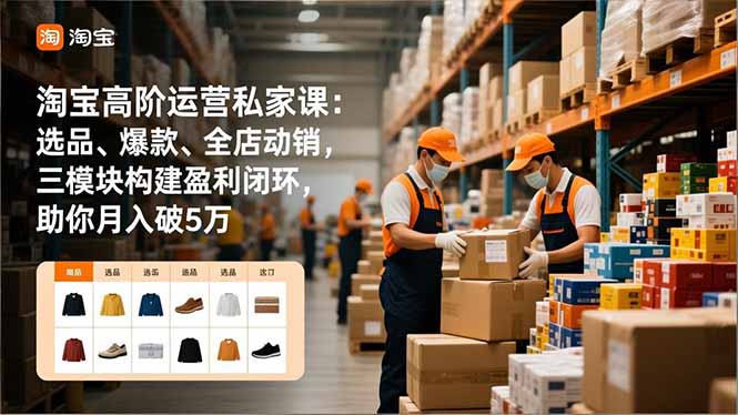淘宝高阶运营私家课:选品、爆款、全店动销,三模块构建盈利闭环,助你月入破5万-站长V课