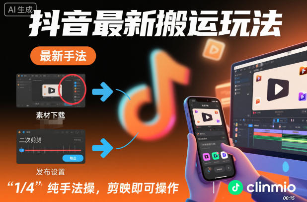 抖音最新搬运玩法,纯手法操作,剪映即可操作-站长V课