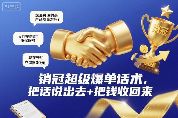 销冠超级爆单话术，把话说出去+把钱收回来-站长V课