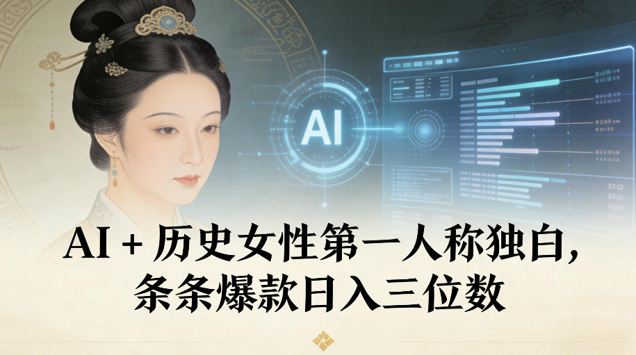 AI+历史女性第一人称独白，条条爆款日入三位数-站长V课