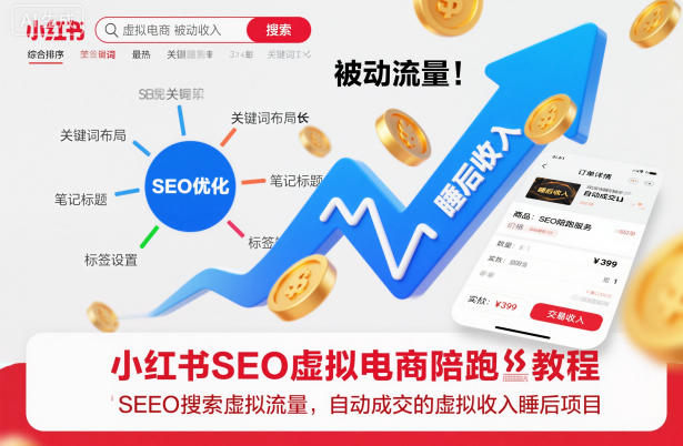 小红书SEO虚拟电商陪跑教程,实现seo搜索被动流量,自动成交的被动收入睡后项目-站长V课