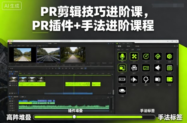 PR剪辑技巧进阶课，PR插件+手法进阶课程-站长V课