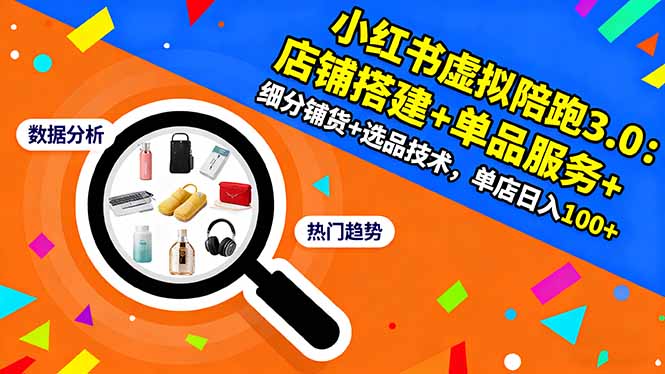 小红书虚拟陪跑3.0：店铺搭建+单品服务+细分铺货+选品技术，单店日入100+-站长V课