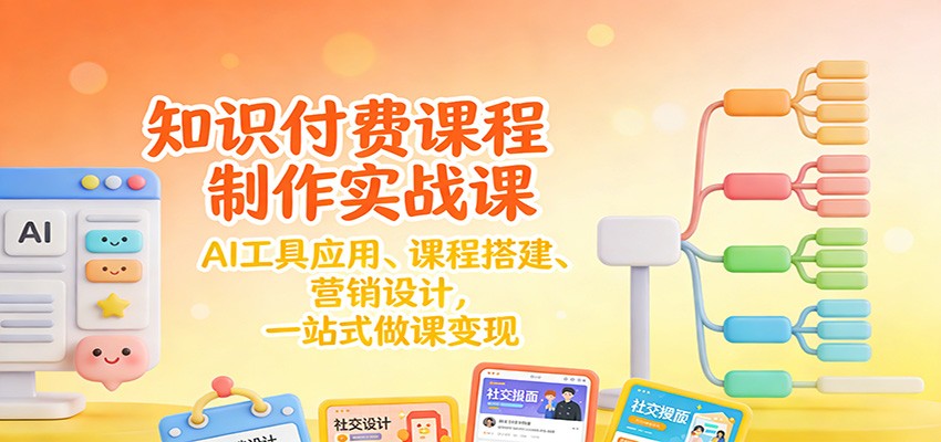 知识付费课程制作实战课:AI工具应用 、课程搭建、营销设计,一站式做课变现-站长V课
