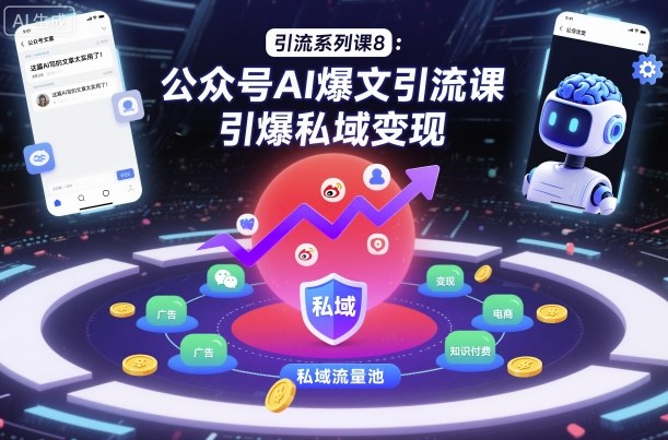 引流系列课8:公众号AI爆文引流课,引爆私域变现-站长V课