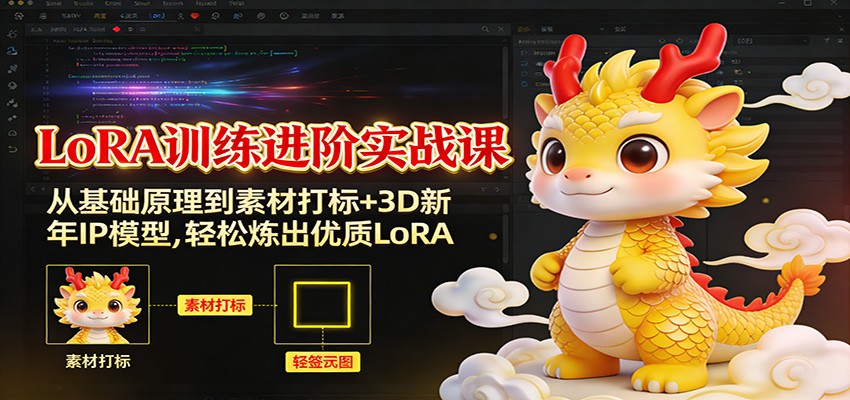 LoRA训练进阶实战课:从基础原理到素材打标+3D新年IP模型,轻松炼出优质LoRA-站长V课