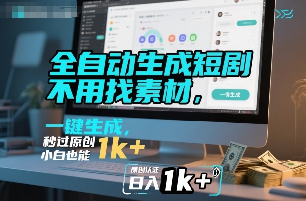 全自动生成短剧,不用找素材,不用剪辑,一键生成,秒过原创,小白也能轻松日入1k+【揭秘】-站长V课