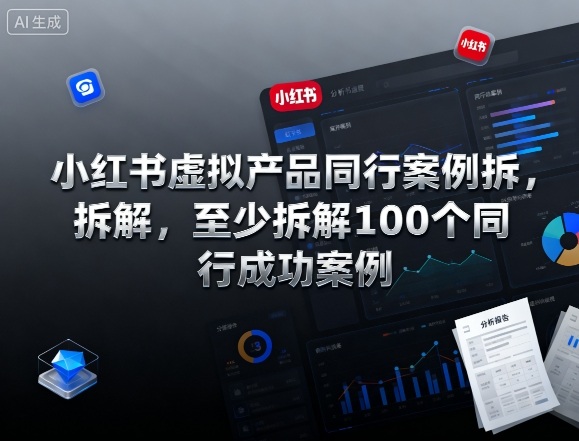 小红书虚拟产品同行案例拆解，至少拆解100个同行成功案例-站长V课