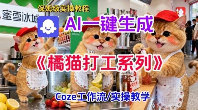 Coze扣子工作流一键生成胖橘猫打工短视频，保姆级实操搭建教学-站长V课