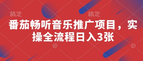 番茄畅听音乐推广项目，实操全流程日入3张-Zv头条