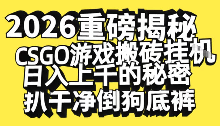 2026开年重磅解密,CSGO游戏搬砖挂G日入1k+的秘密,把倒狗的底裤扒干【揭秘】-站长V课