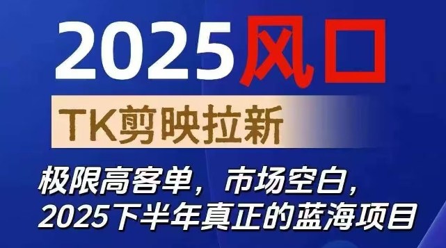 2025风口TK剪映capcut拉新项目,极限高客单,市场空白,2025下半年真正的蓝海项目