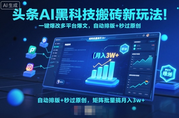 头条AI黑科技搬砖新玩法！一键爆改多平台爆文，自动排版+秒过原创，矩阵批量搞月入3w+【揭秘】-站长V课
