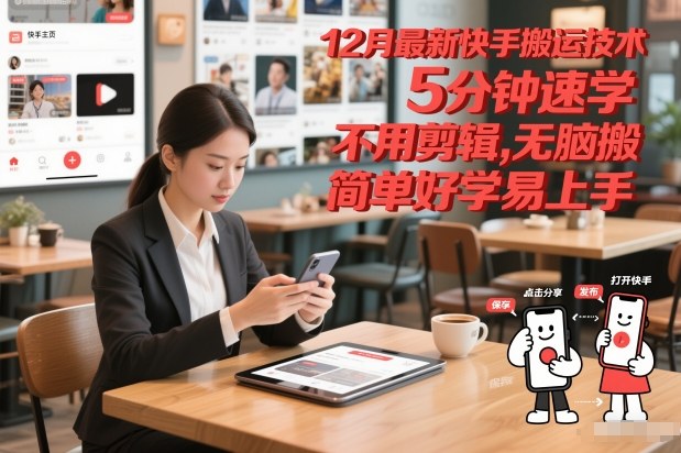 12月最新快手搬运技术，5分钟速学，不用剪辑无脑搬，简单好学易上手-站长V课