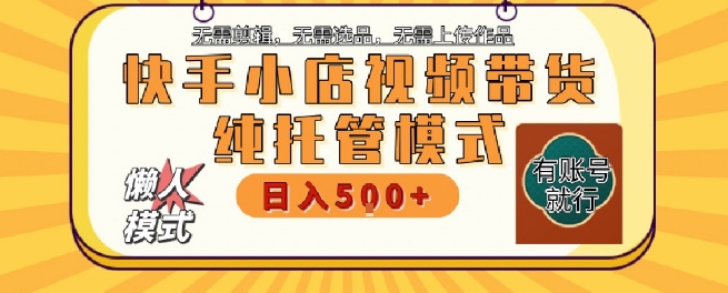 快手小店托管代运营，无需剪辑，无需选品，无需上传作品，全程无需操作，轻松月入5k+【揭秘】-Zv头条
