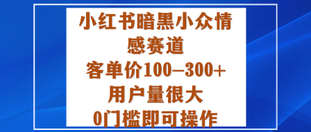 小红书暗黑小众情感赛道，客单价100-300+用户量很大，0门槛即可操作-站长V课